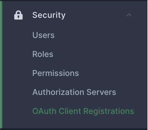 Client Registration in the Admin Nav