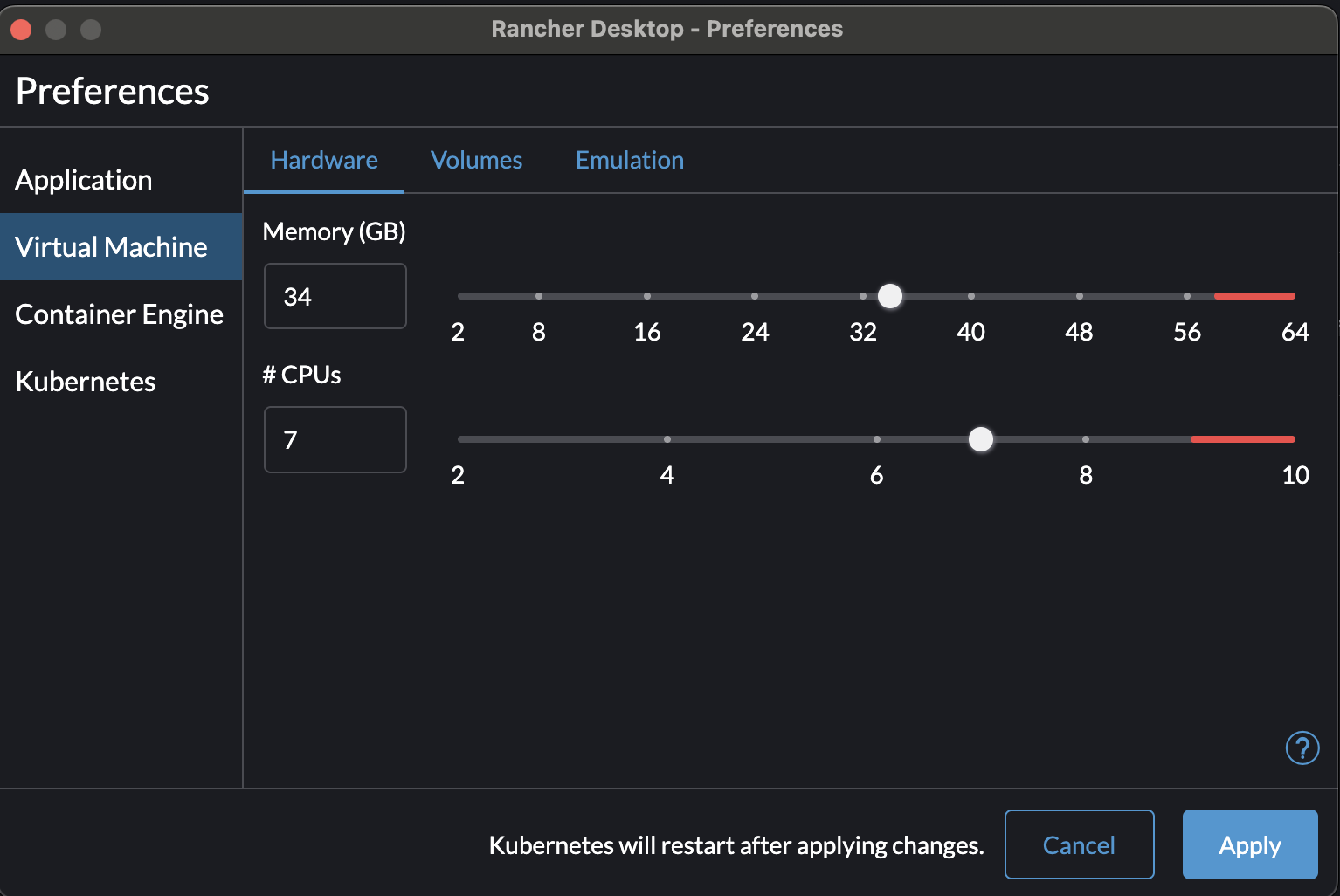 Docker Rancher Desktop Screenshot