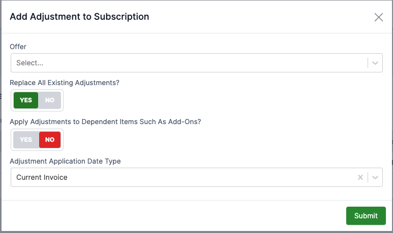 subscription csr add adjustment 2