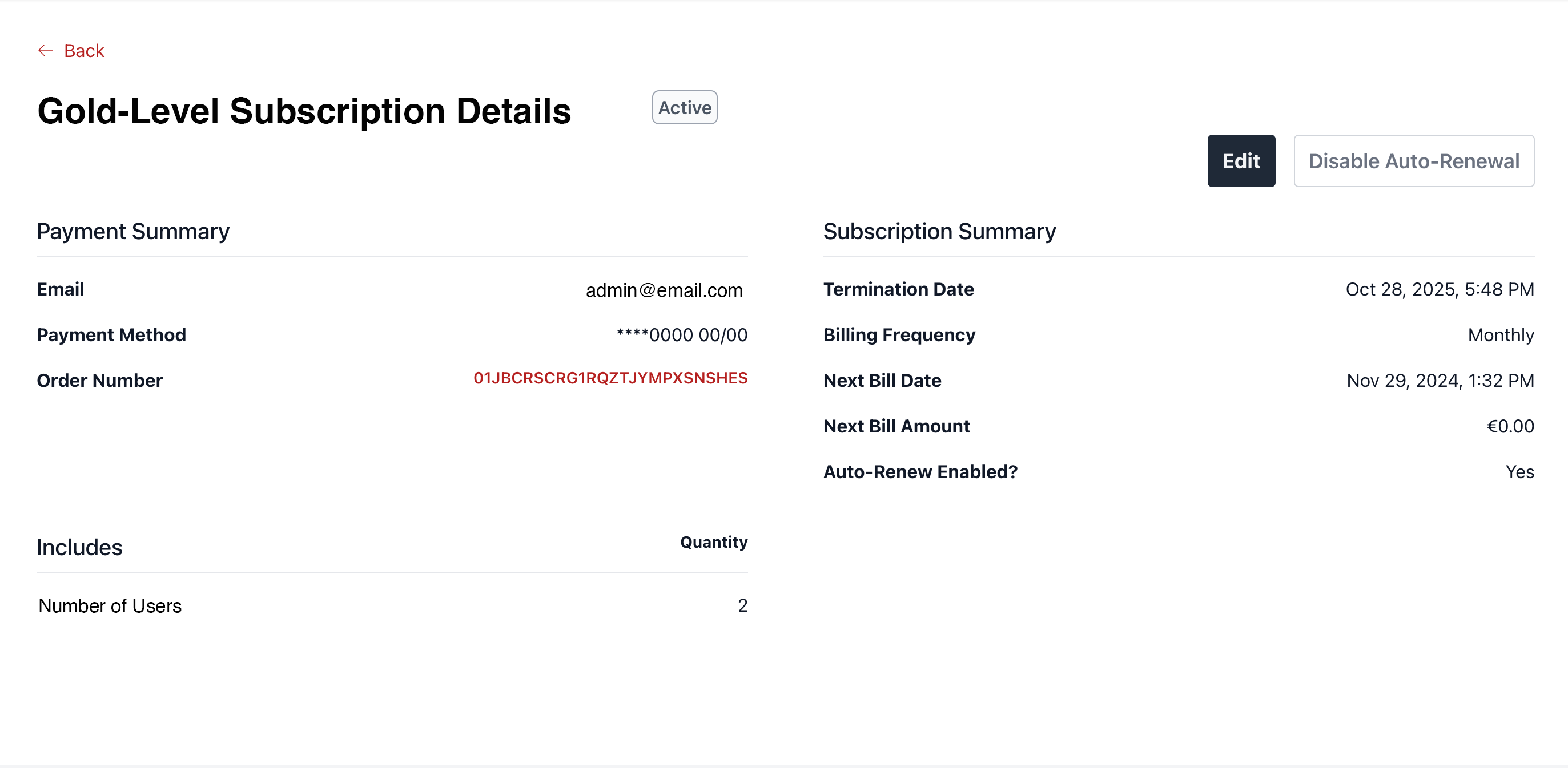 Subscription Details
