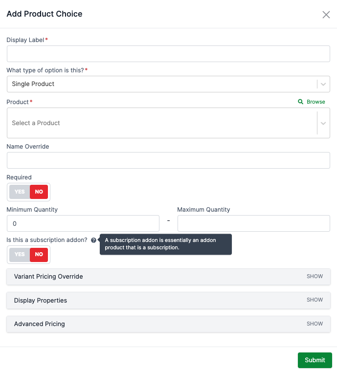 subscription product choice