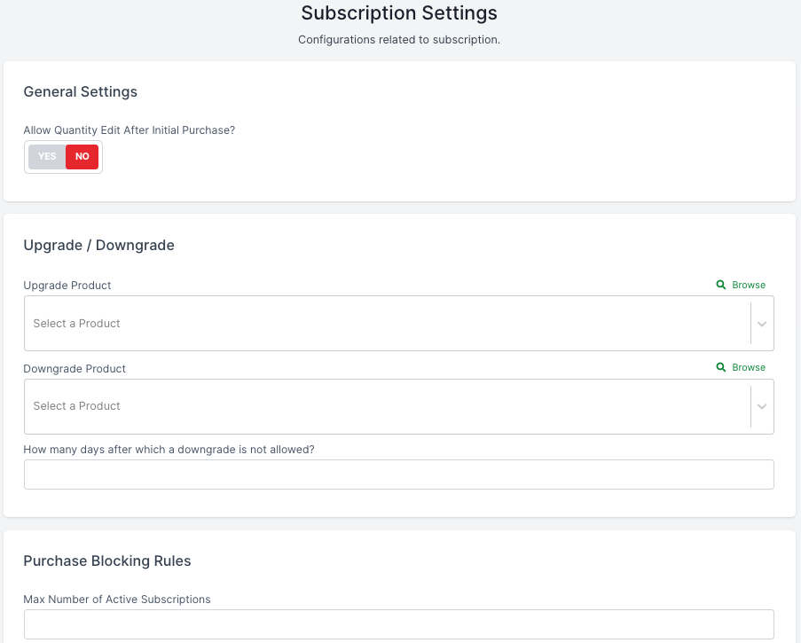subscription subscription settings