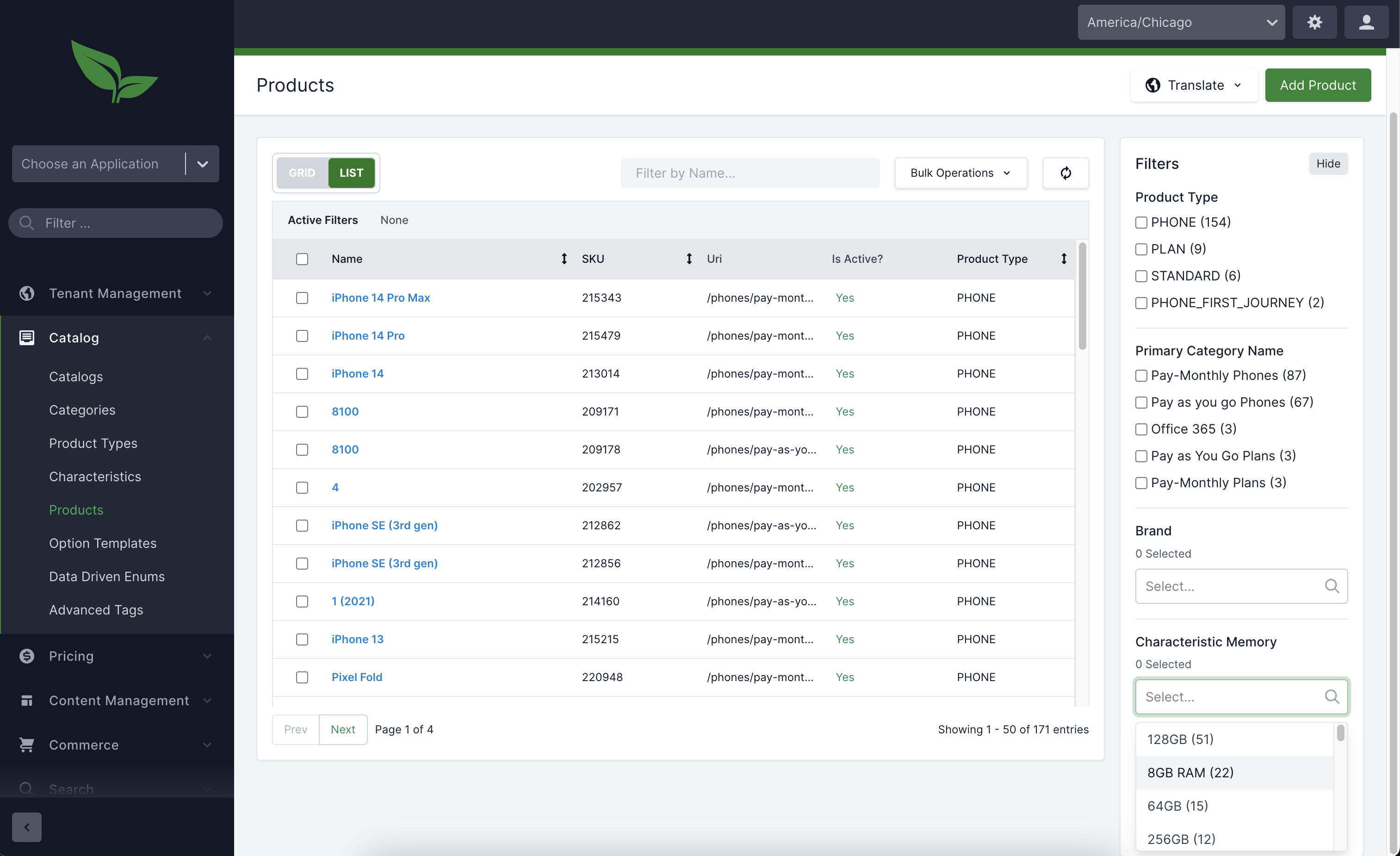 New Characteristics Admin Filter